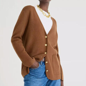 NWT J. Crew Women's Giselle Cardigan Sweater Merino Wool Hazelnut Brown Size XXS